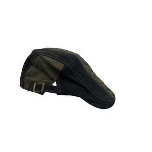 Flat Cap Mens L Retro Style Summer Black & Olive Newsboy Six Pence Patchwork